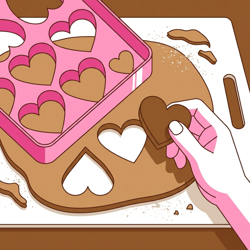Cookie cutters making identical cookies
