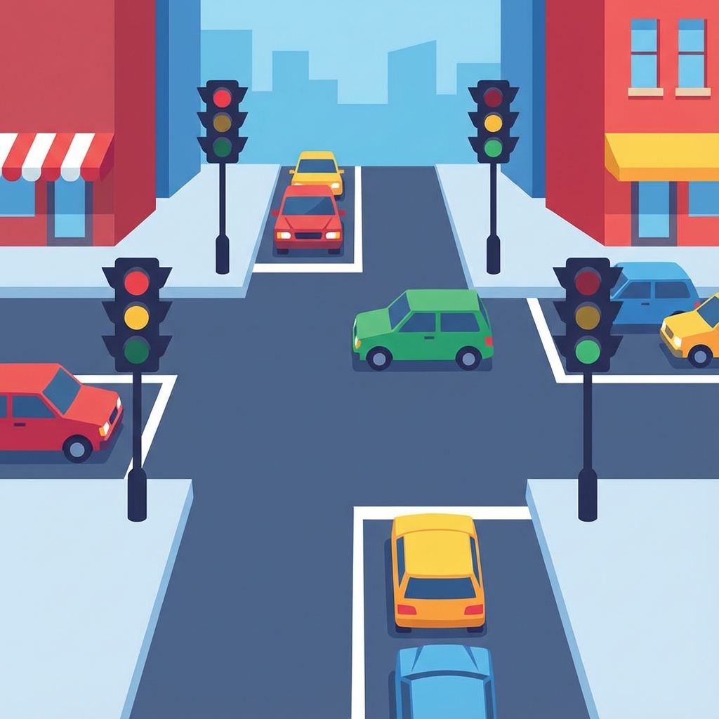 Traffic lights at intersection