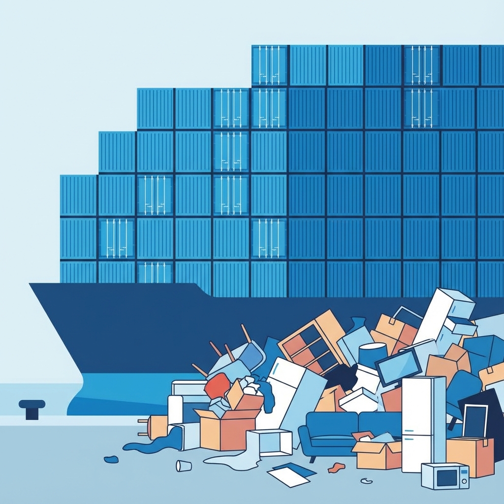 Shipping containers on a boat
