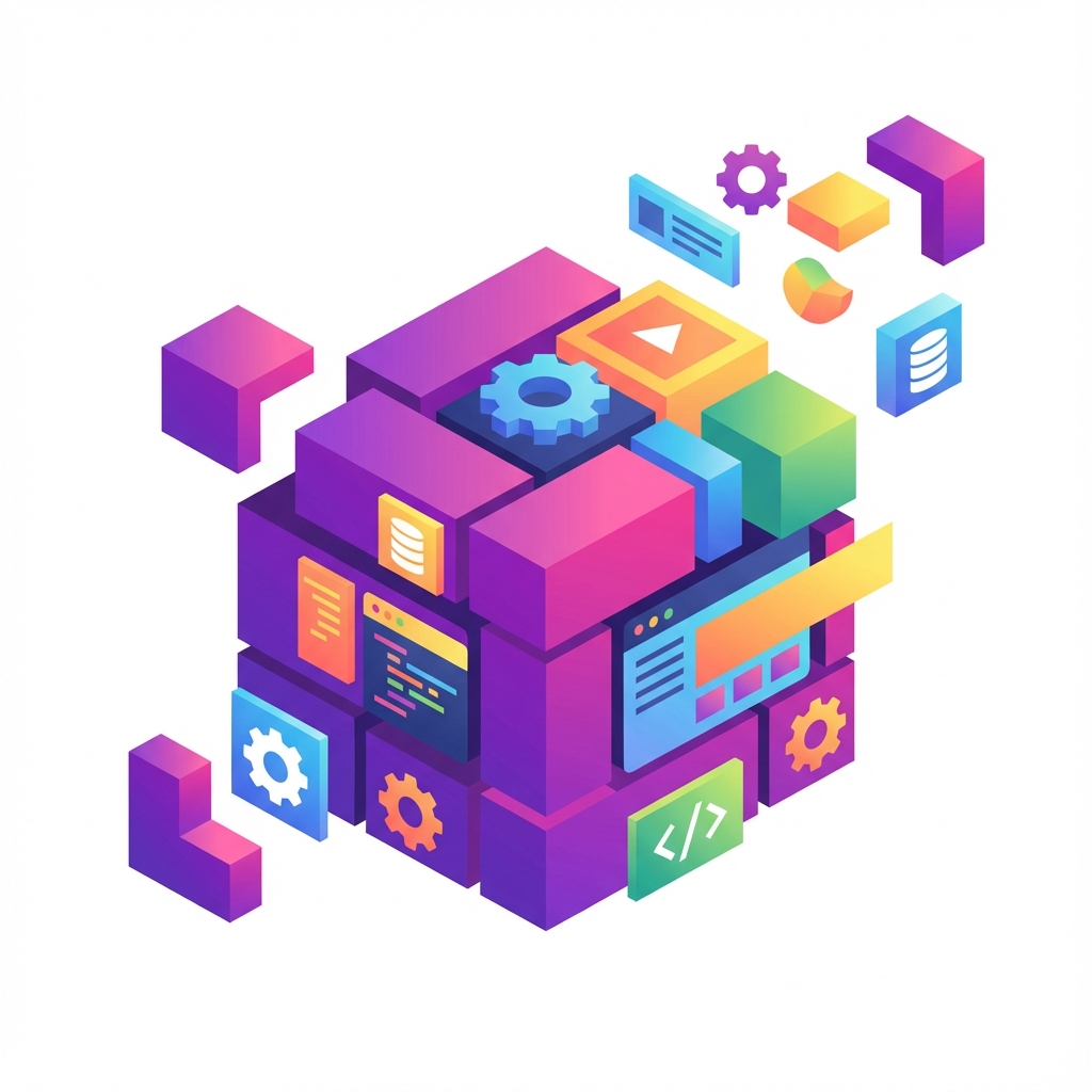 Web frameworks illustration showing modular components