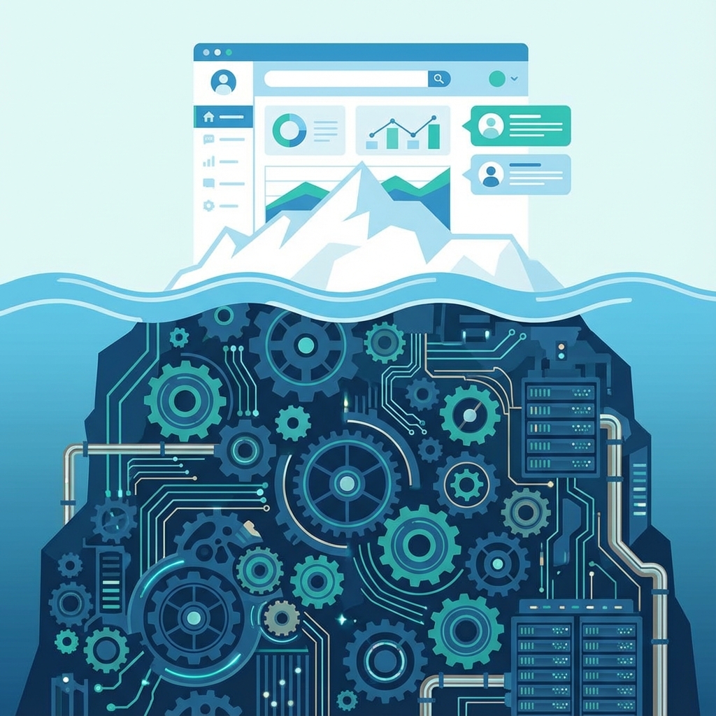 Iceberg showing Frontend and Backend