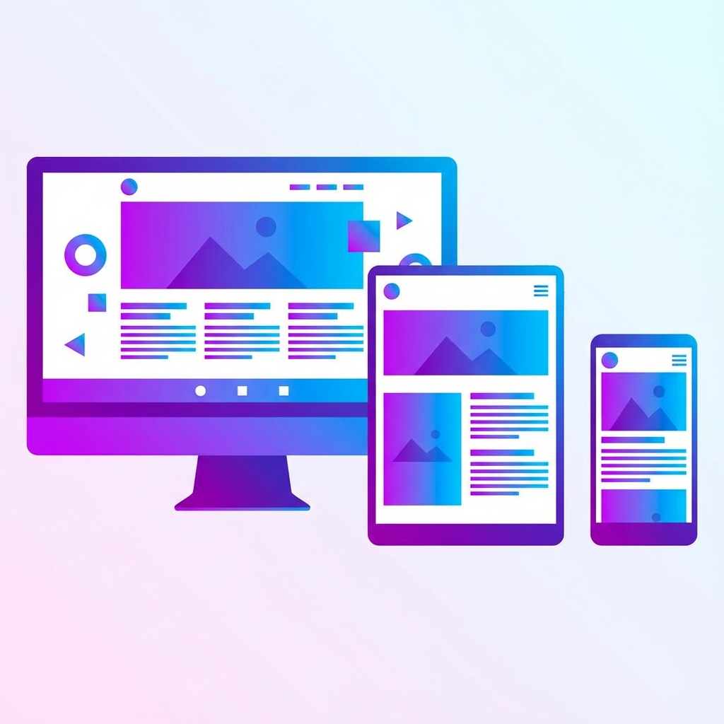Responsive web design illustration showing layouts adapting to different screen sizes