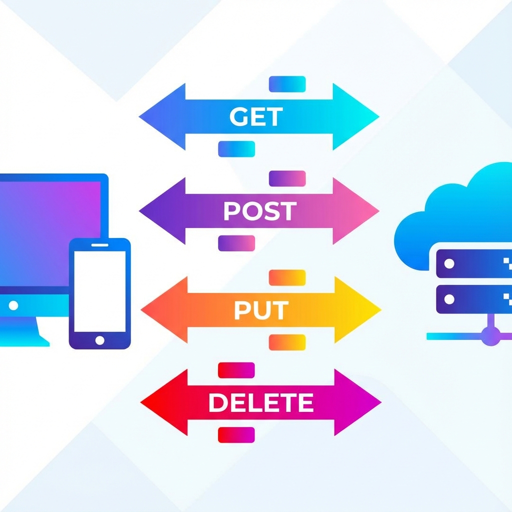 REST API illustration showing client-server communication